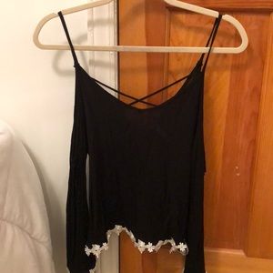 Black top with floral detailing
